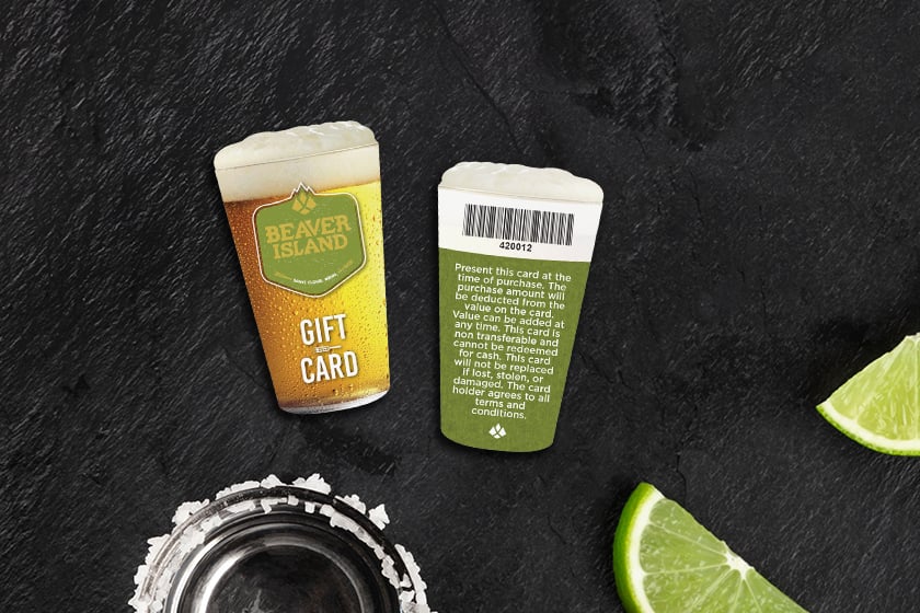 Gift card design that looks like a beer