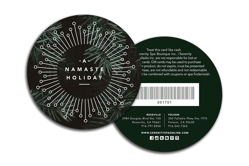 Namaste Spa Circle Gift Cards and Loyalty Cards with Barcode