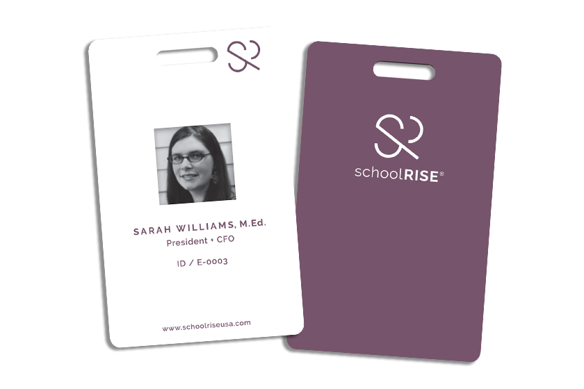 Purple and White School ID with Photo for Sarah Williams