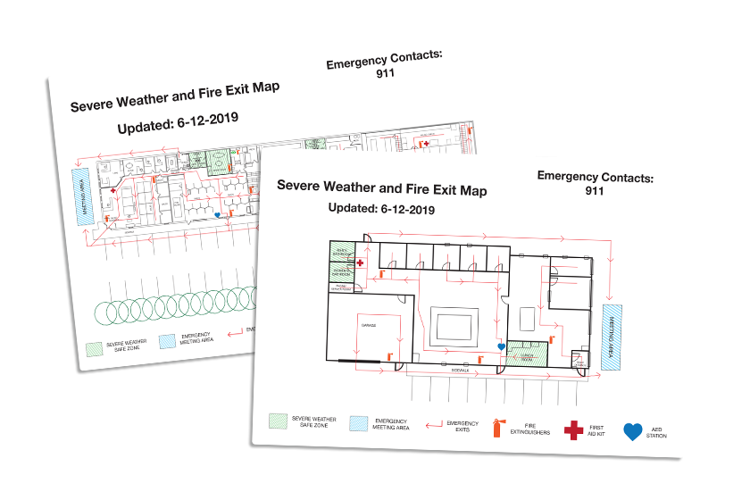 Severe weather map signs