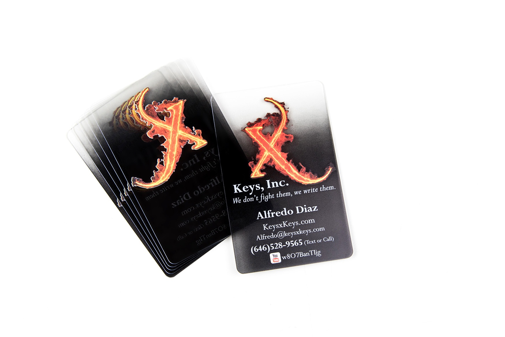 Clear X Keys Flame Business Cards