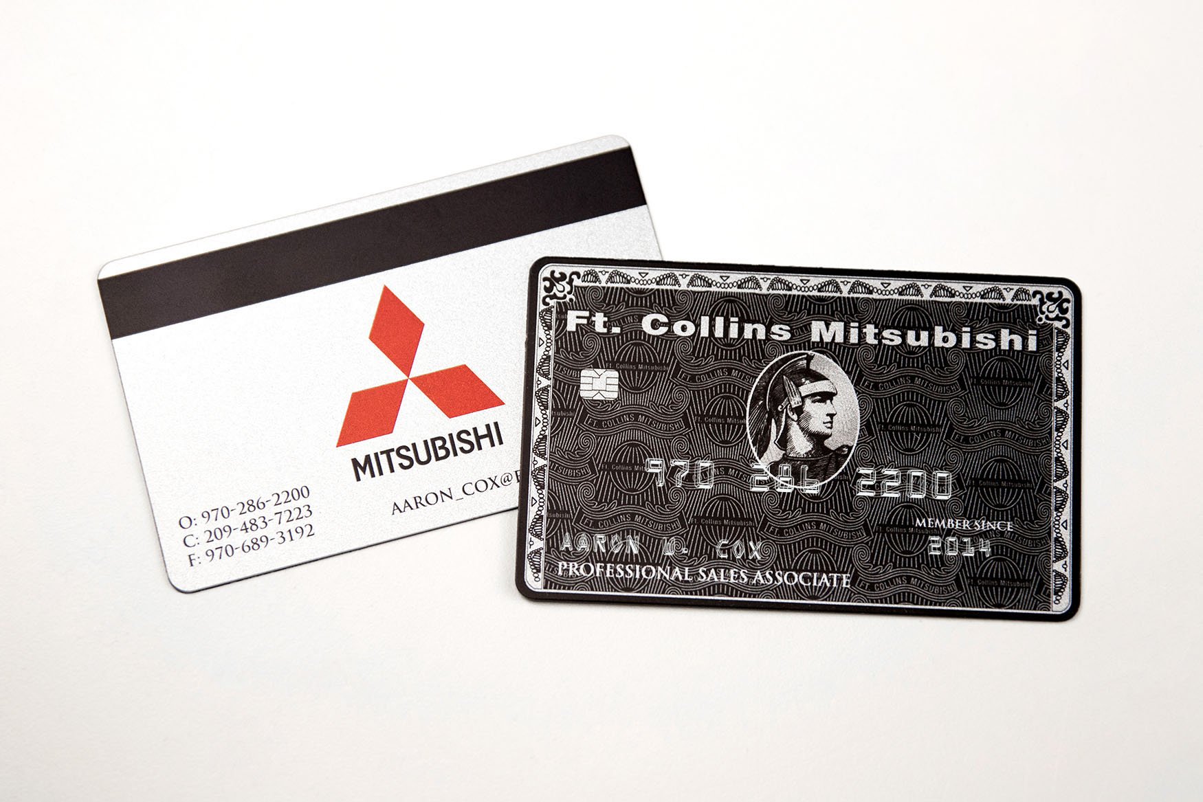 Ft. Collins Mitsubishi Black Faux Credit Card Style Business Cards