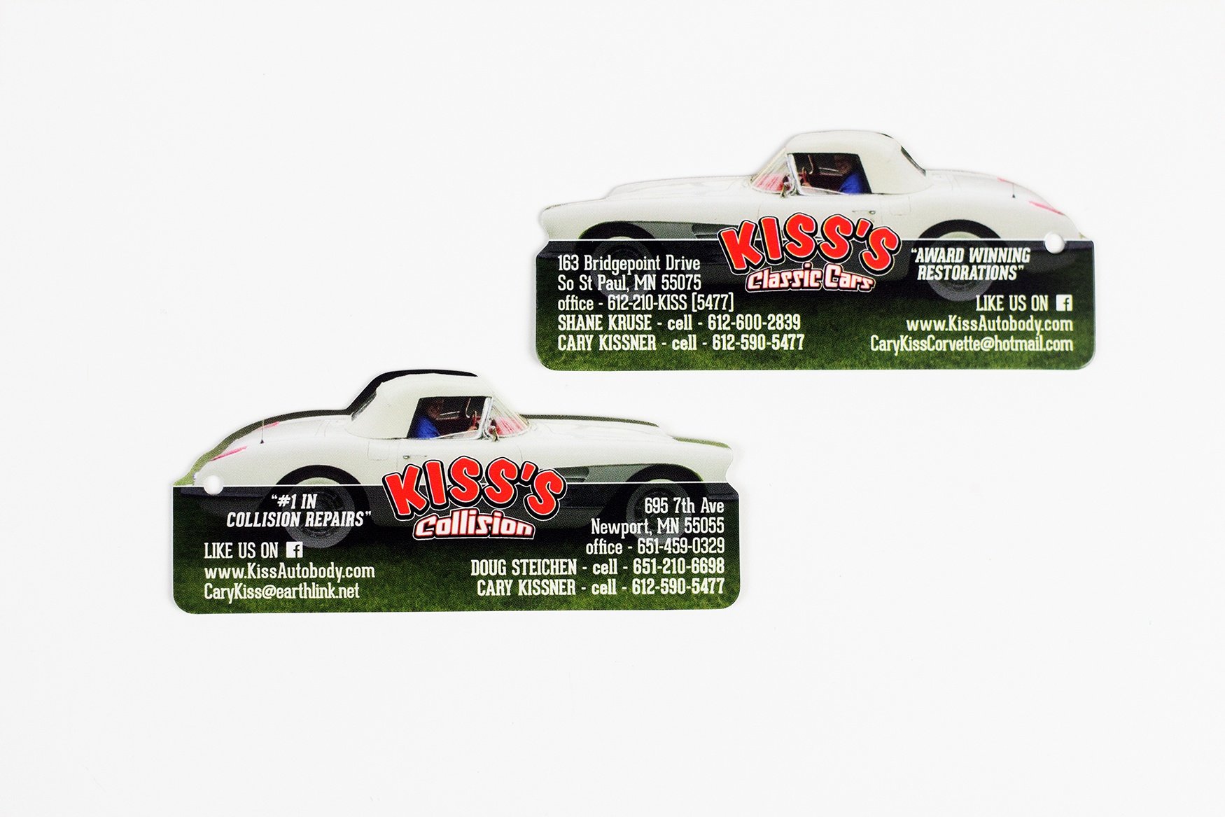 Kiss Auto Body Car Die Cut Business Cards