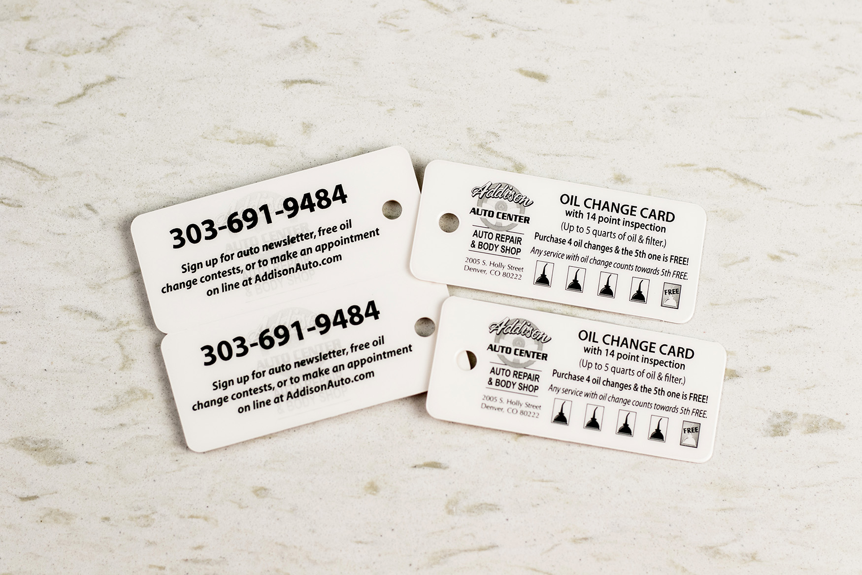 Addison Auto Center Oil Change Key Tags