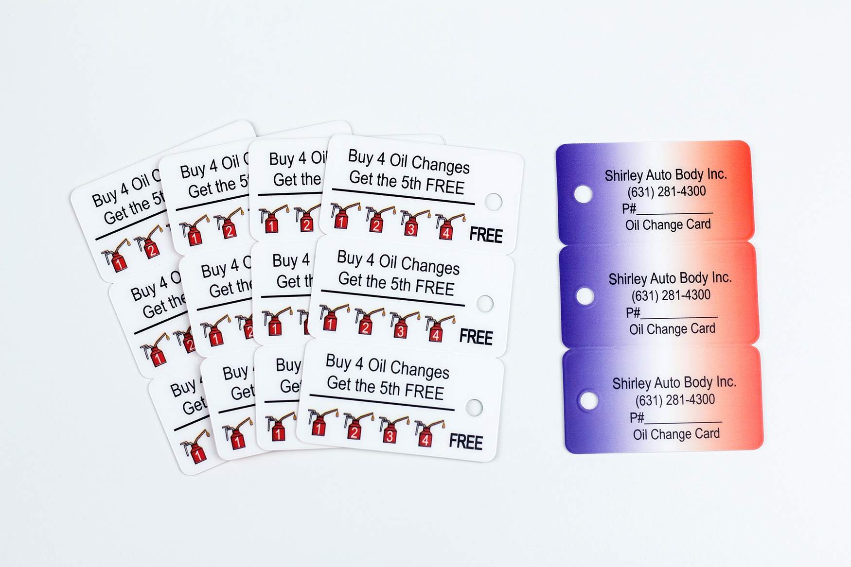 Shirley Auto Body Inc Oil Change Punch Card Key Tags