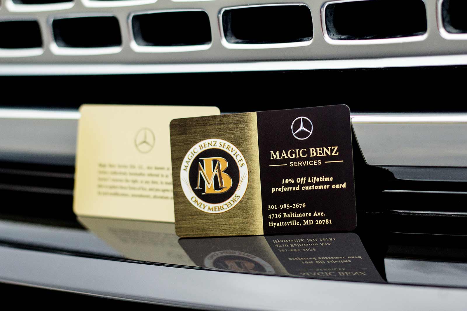 Magic Benz Services Metallic Gold Preferred Customer Card