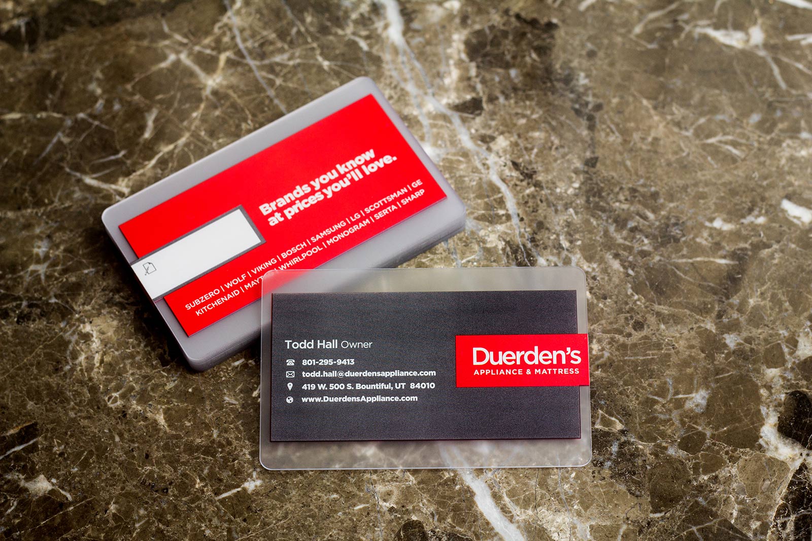 Duerden's Appliance & Mattress Business Cards