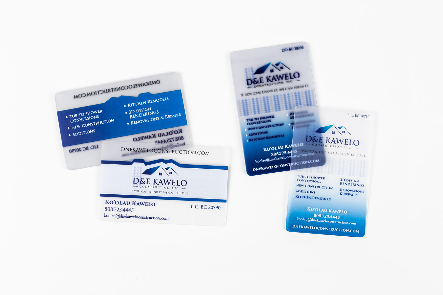 D&E Kawelo Construction Business Cards