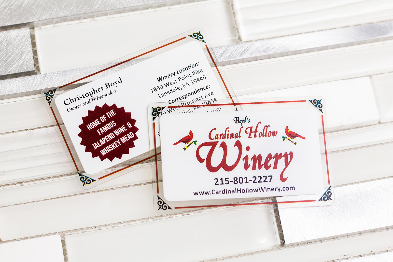 Boyd's Cardinal Hollow Winery Business Cards