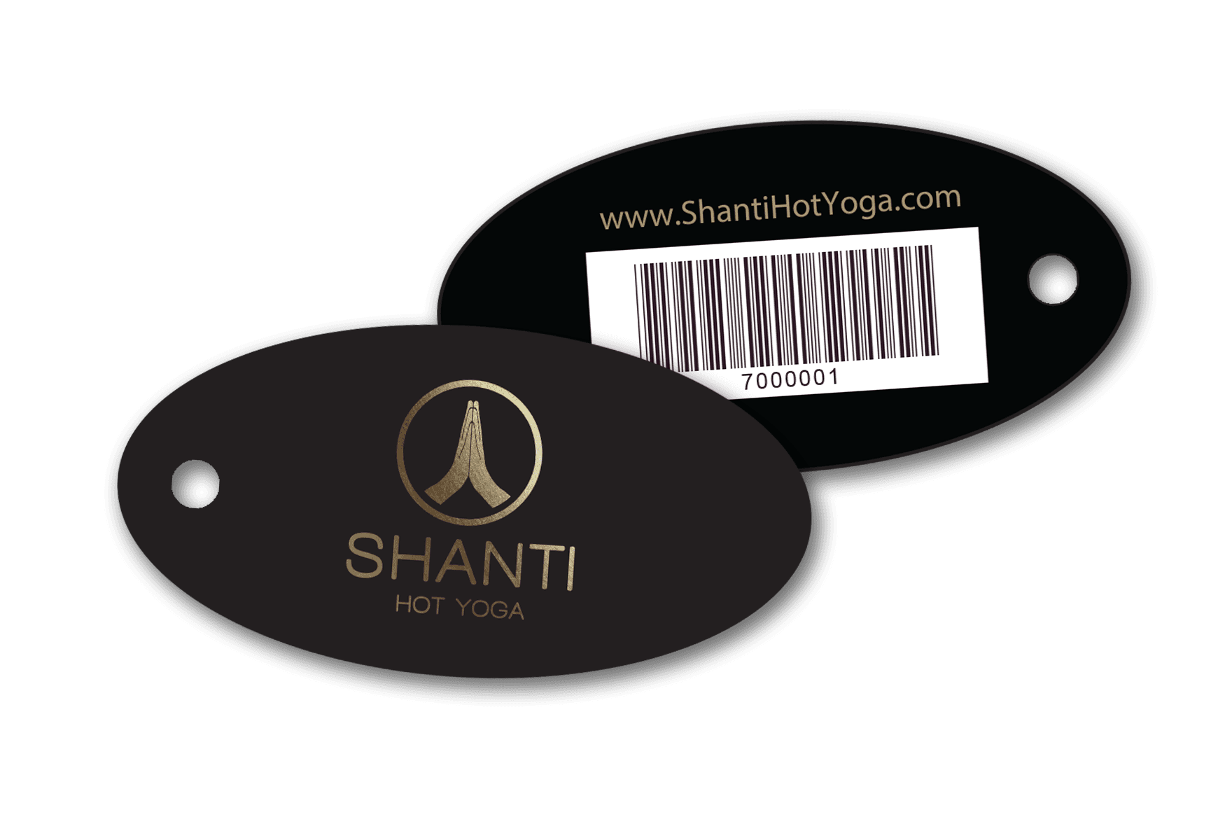 Shanti Hot Yoga Membership Key Tags with Barcode