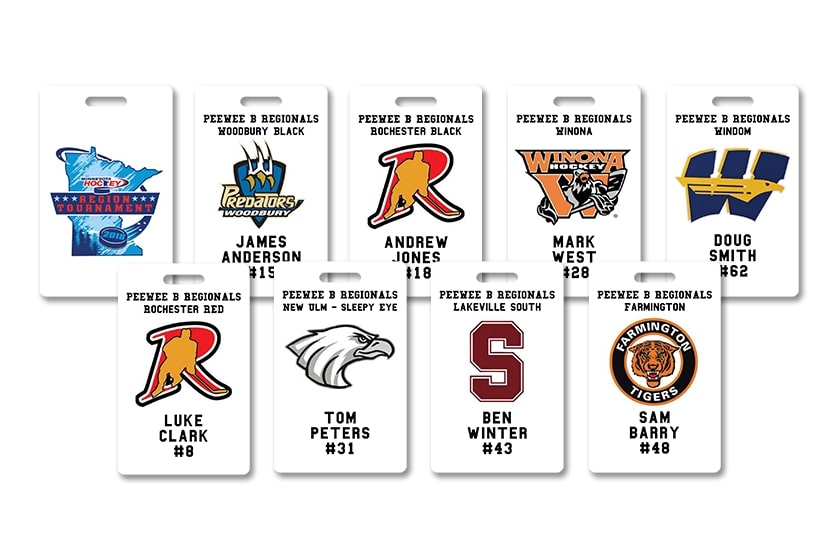 Cottage Grove Hockey Association Bag Tags - Personalized Name, Number, and School Mascot Logo