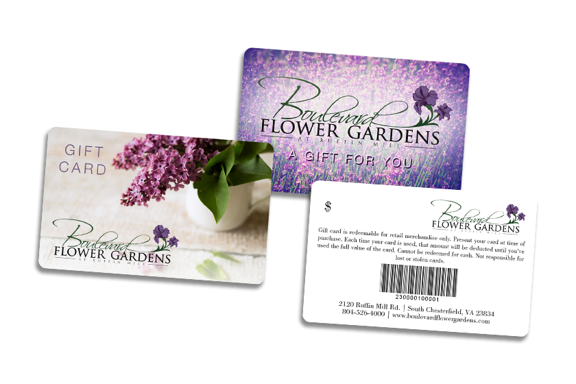 Gift cards with barcodes for a garden center