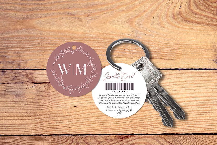 Custom circle keytags with barcode
