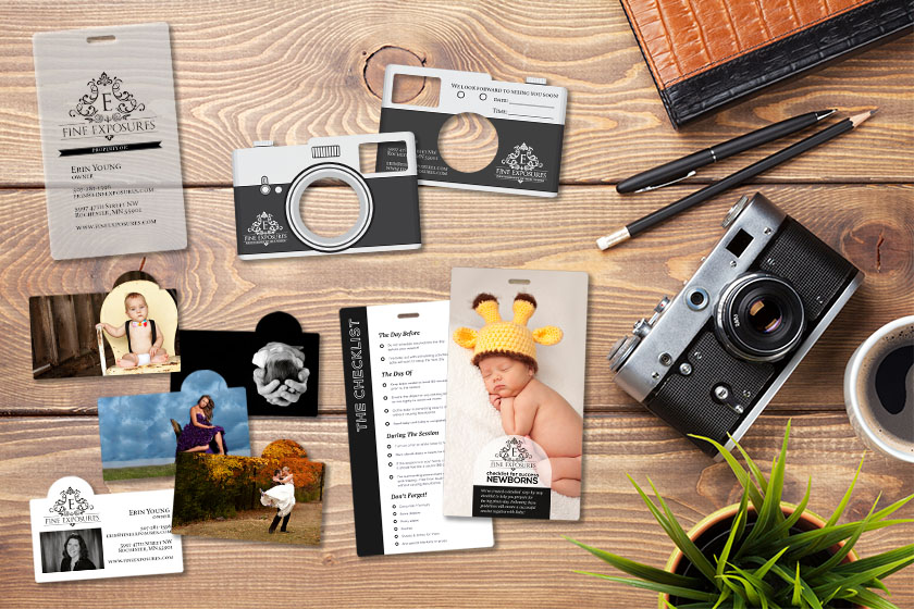 Camera business cards with menus