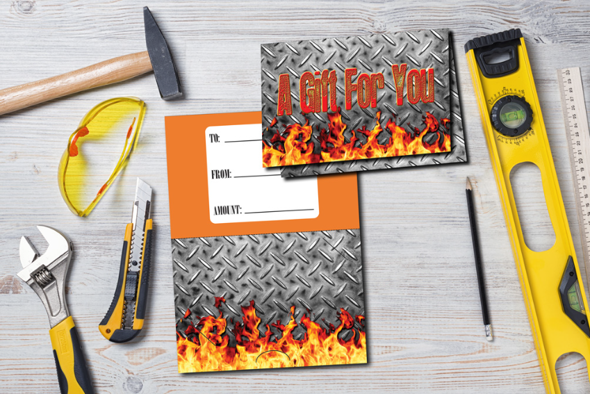 A Gift For You Diamond Plate and Flames Gift Card Holders