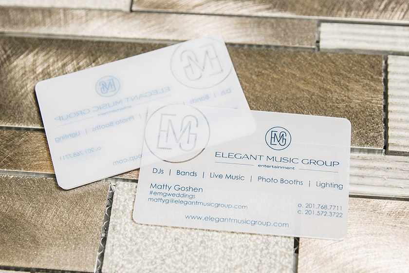 Elegant Music Group Entertainment Clear Business Cards
