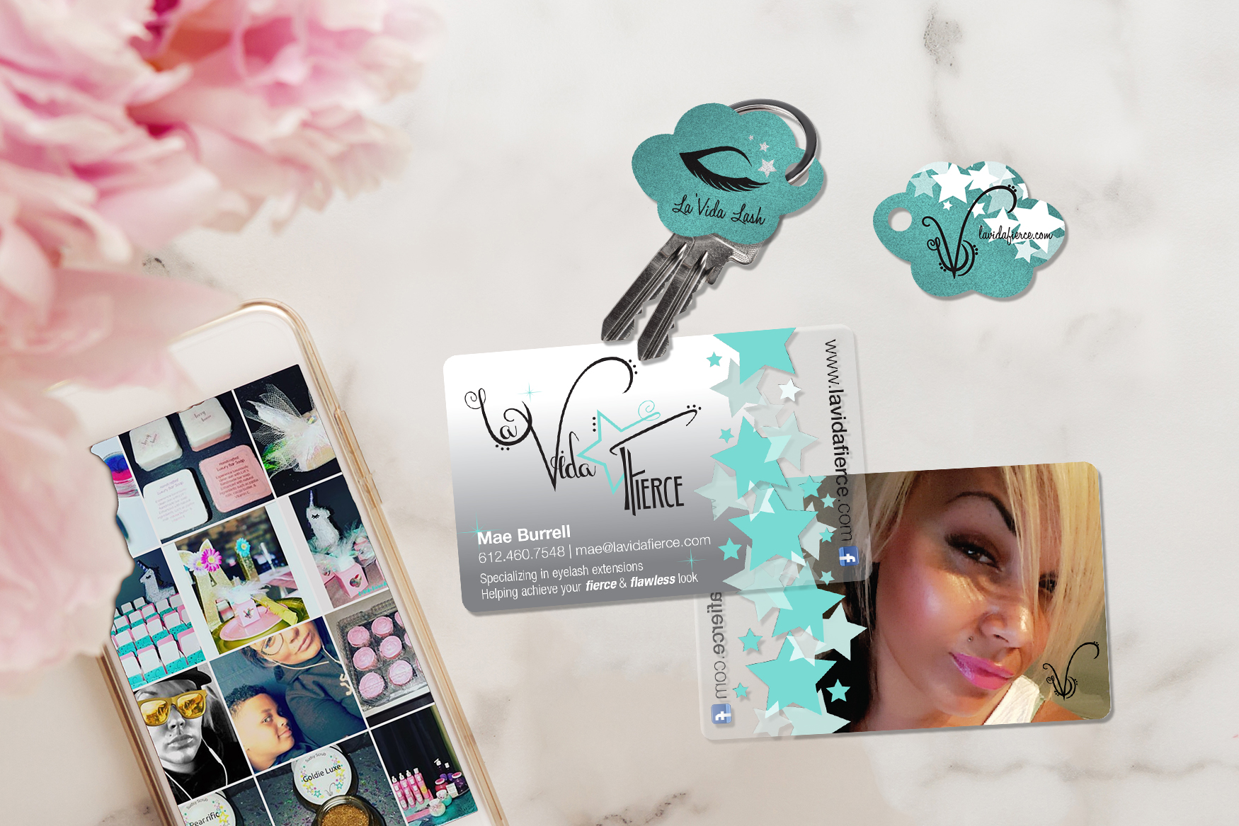 La Vida Fierce Lash Business Cards and Key Tags