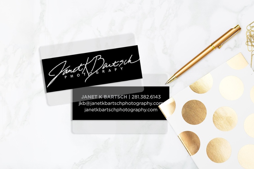 Clear photography business cards