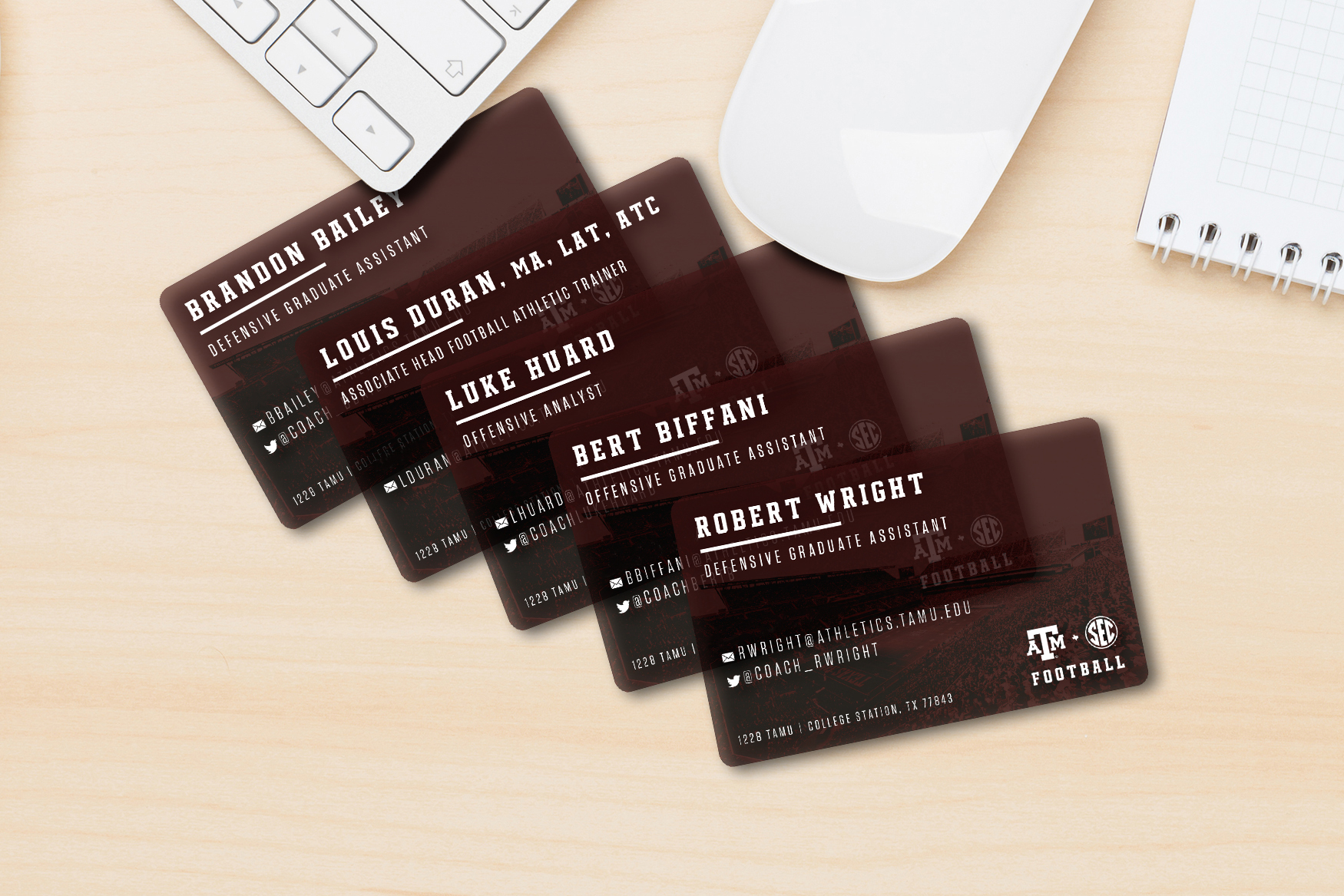 Texas A&M Football Coaches Business Cards