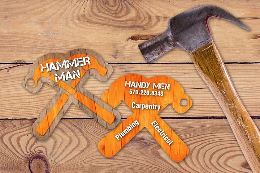 Hammer Man Die Cut Business Cards
