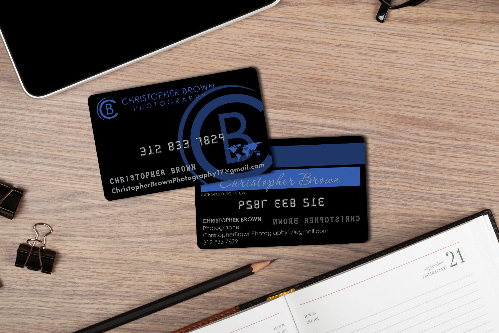 Christopher Brown Photography Embossed Business Cards