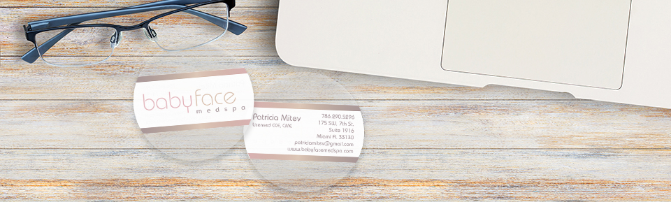 Clear Circle Business Cards for Babyface Medspa