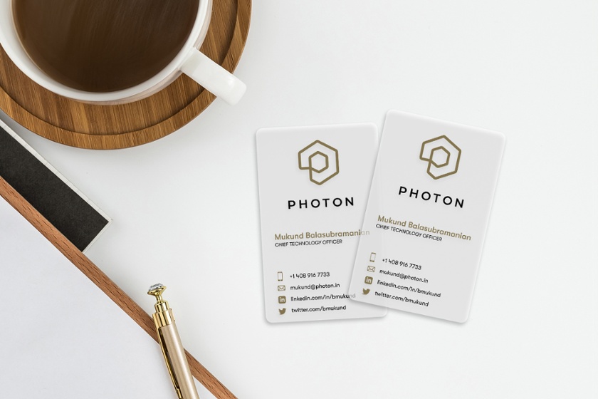 Frosted business cards for a photographer