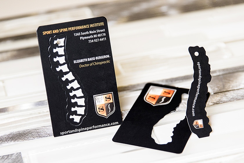 Sport and Spine Performance Institute Die Cut Chiropractic Business Cards