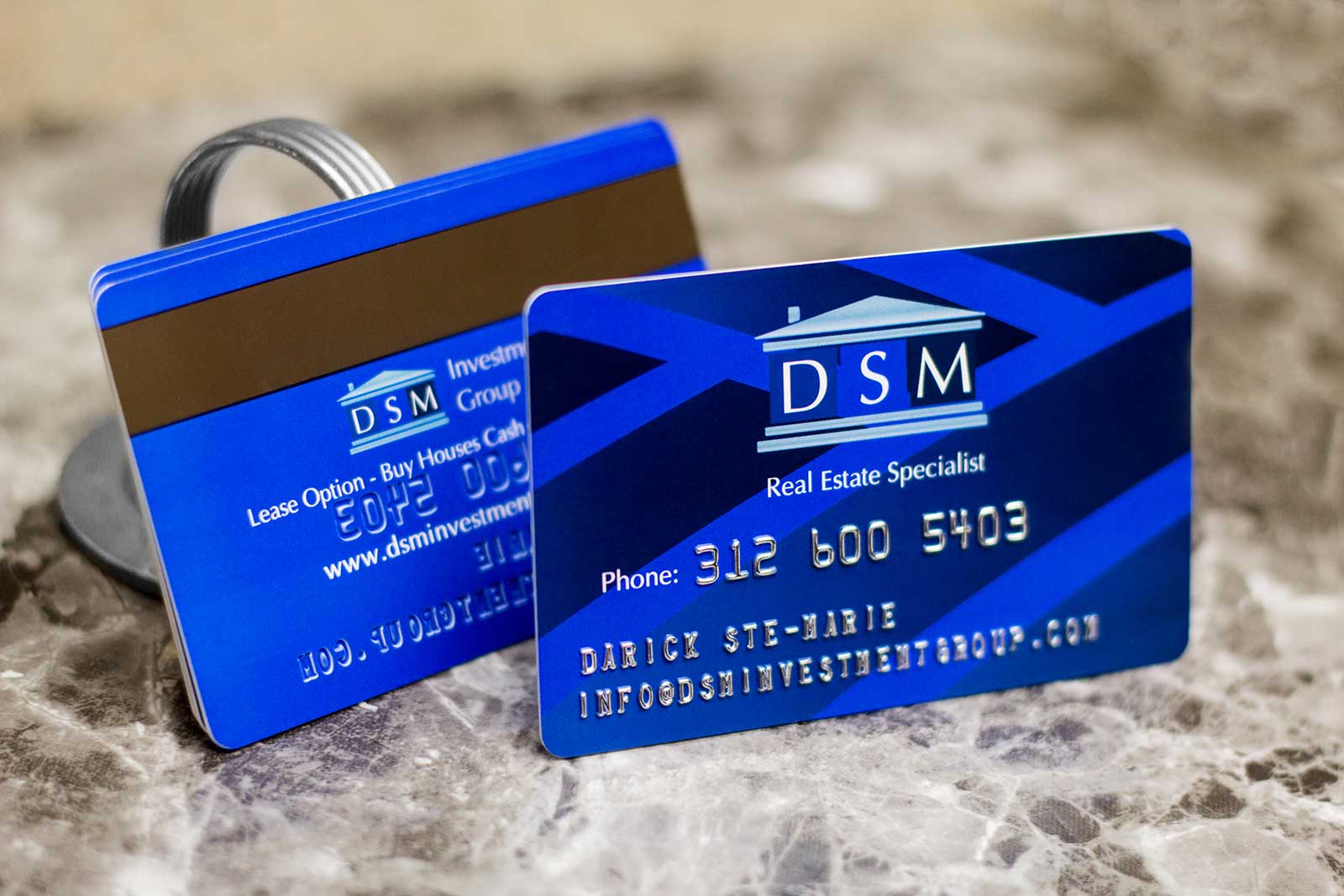 DSM Investment Group Embossed Business Cards