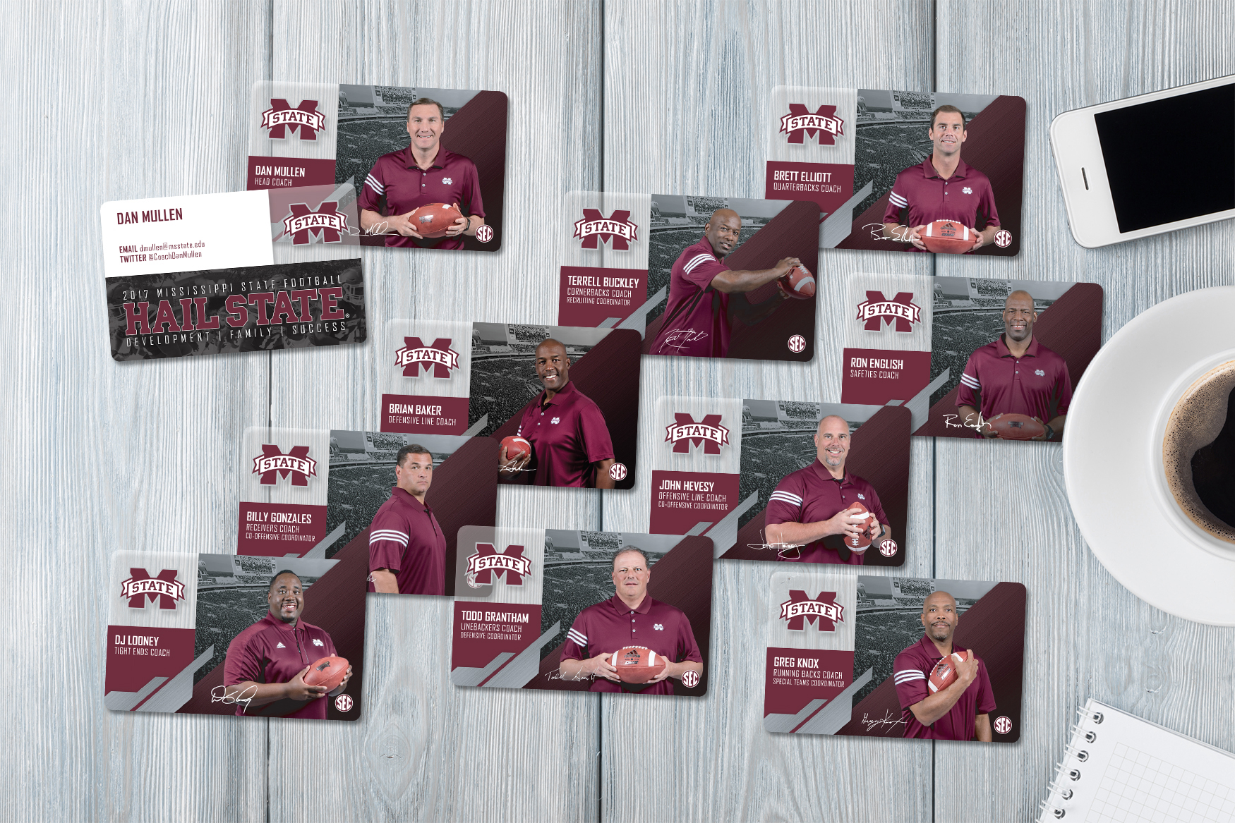 Mississippi State Football Coaches Business Cards