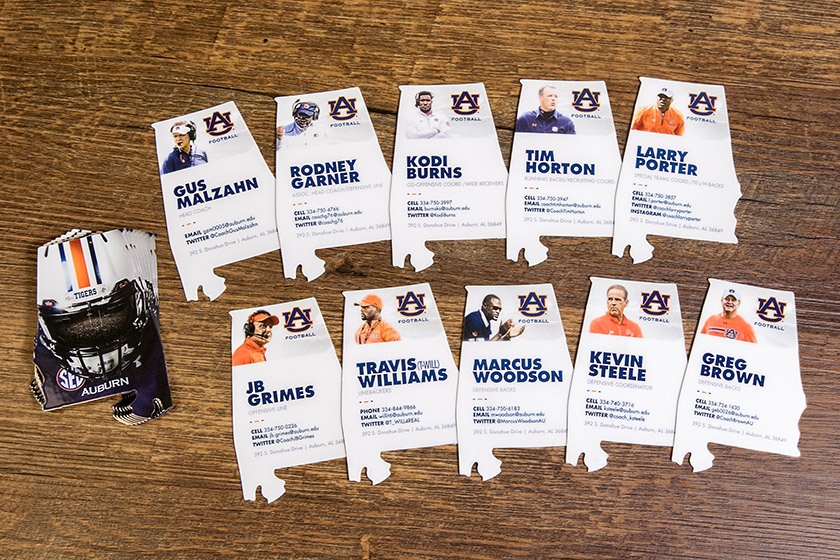 Auburn Football Coaches Business Cards