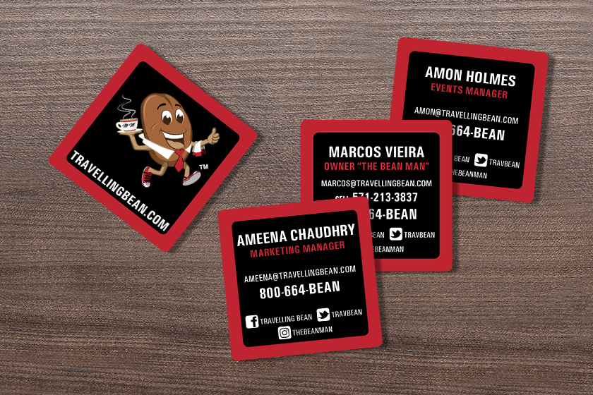 Travelling Bean Coffee Shop Business Cards