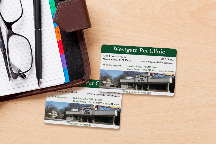 Westgate Pet Clinic Business Cards