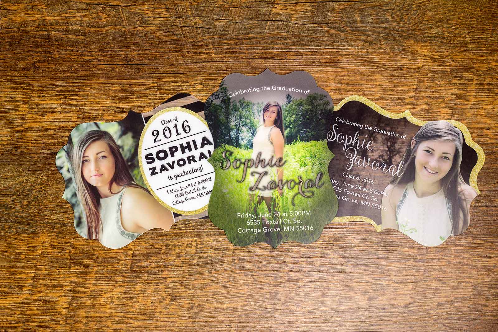 Sophia's Fancy Shaped Graduation Invitations