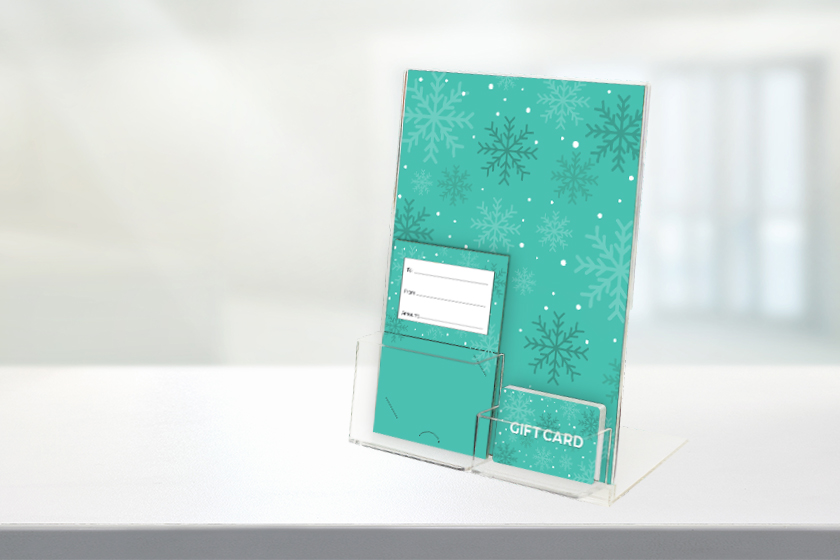 Generic Snowflake Gift Cards with Acrylic Display Stand