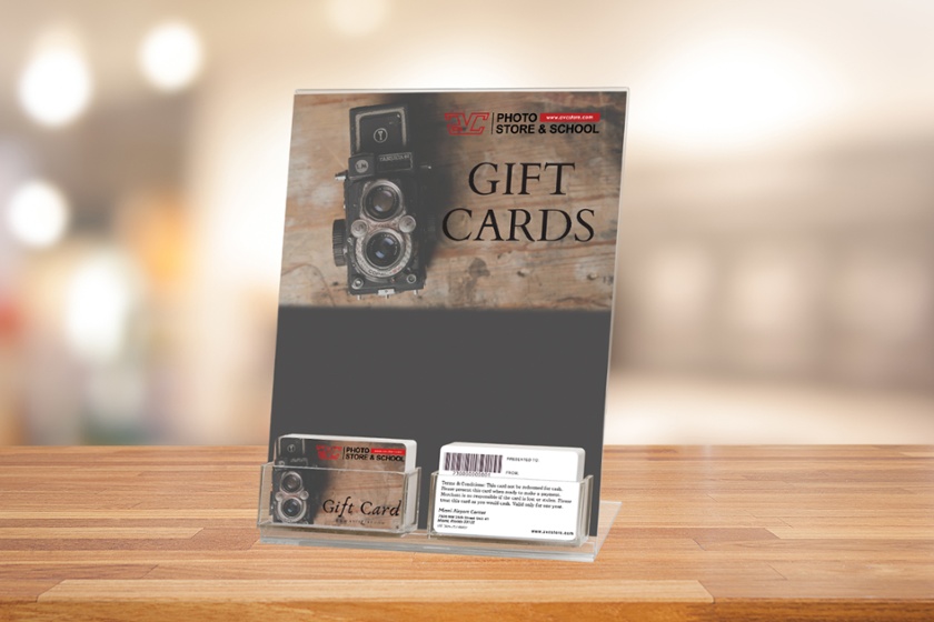 Photography gift cards with barcode