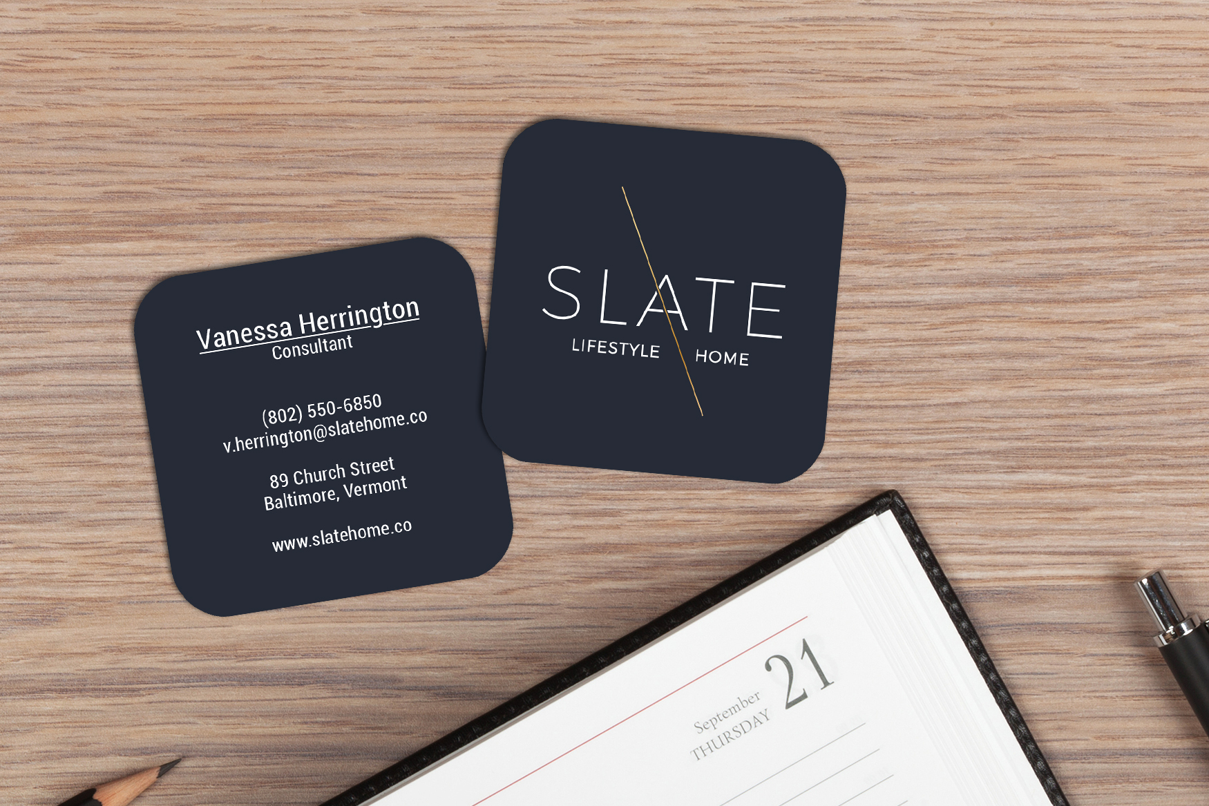 Slate Lifestyle Home Square Business Cards