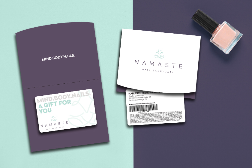 Namaste Nail Sanctuary Gift Cards with Matching Gift Card Holder