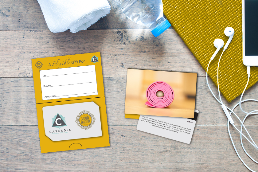 Cascadia Pilates Gift Cards with Gift Card Holders
