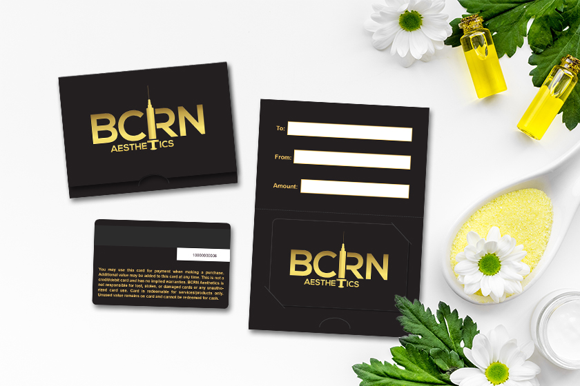 BCRN Aesthetics Gift Cards with Matching Gift Card Holders