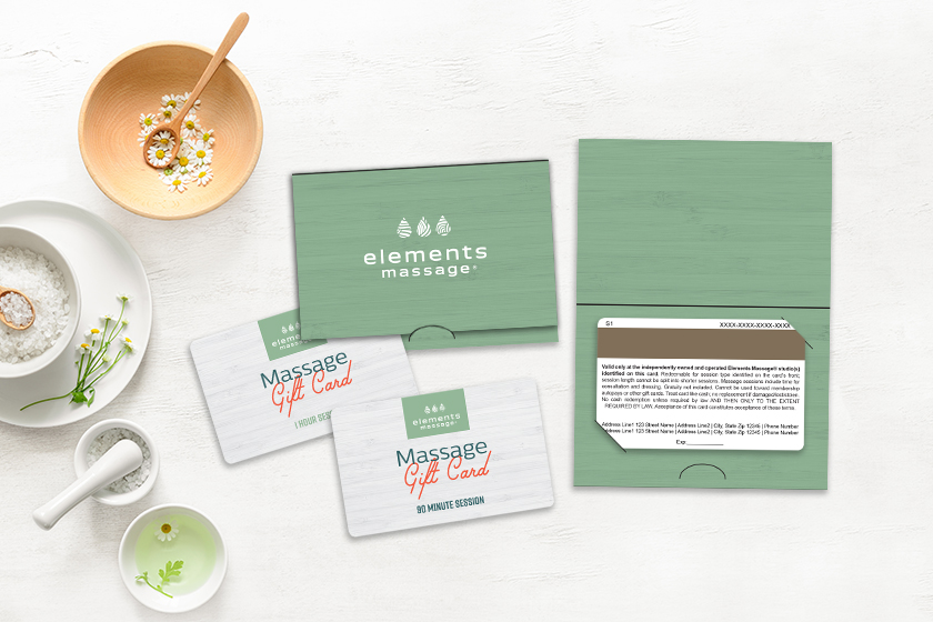 Elements Massage Gift Cards with Matching Gift Card Holders