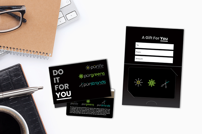 PurLife Gift Cards with Custom Gift Card Holders