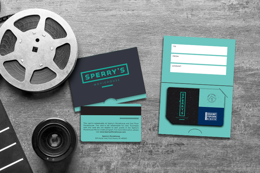 Sperry's Moviehouse Gift Cards with Custom Gift Card Holder