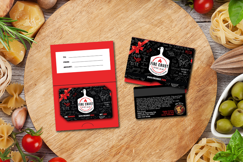 Fire Crust Pizza Gift Cards and Custom Gift Card Holders