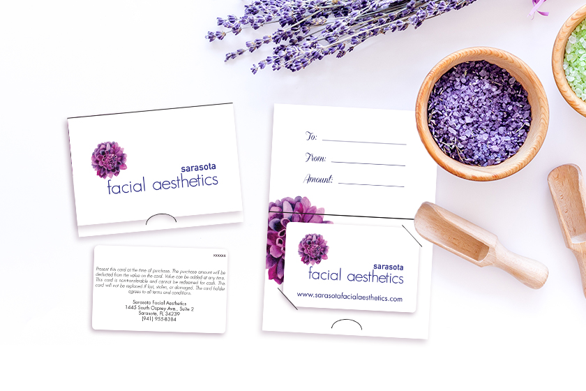 Sarasota Facial Aesthetics Gift Cards with Matching Gift Card Holders