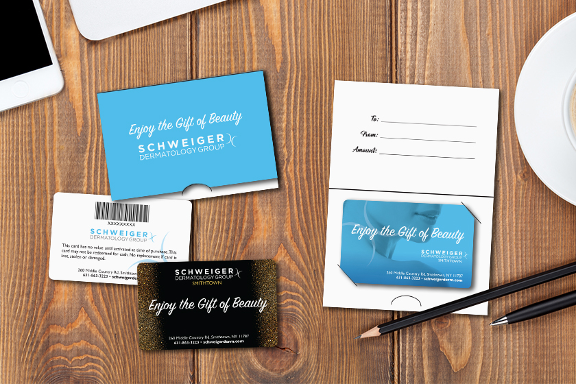 Schweiger Dermatology Group Gift Cards and Matching Gift Card Holders