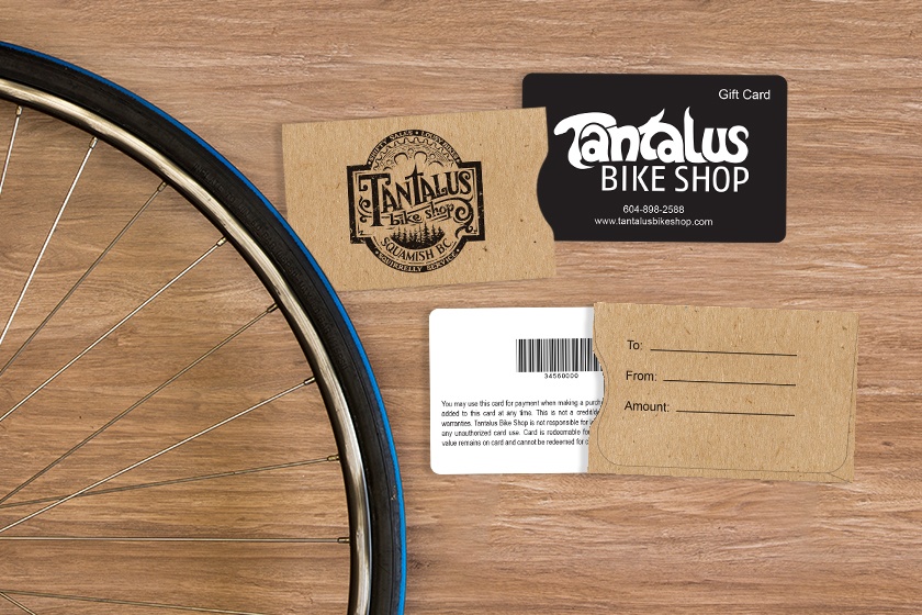 Tantalus Bike Shop Gift Cards and Gift Card Sleeves