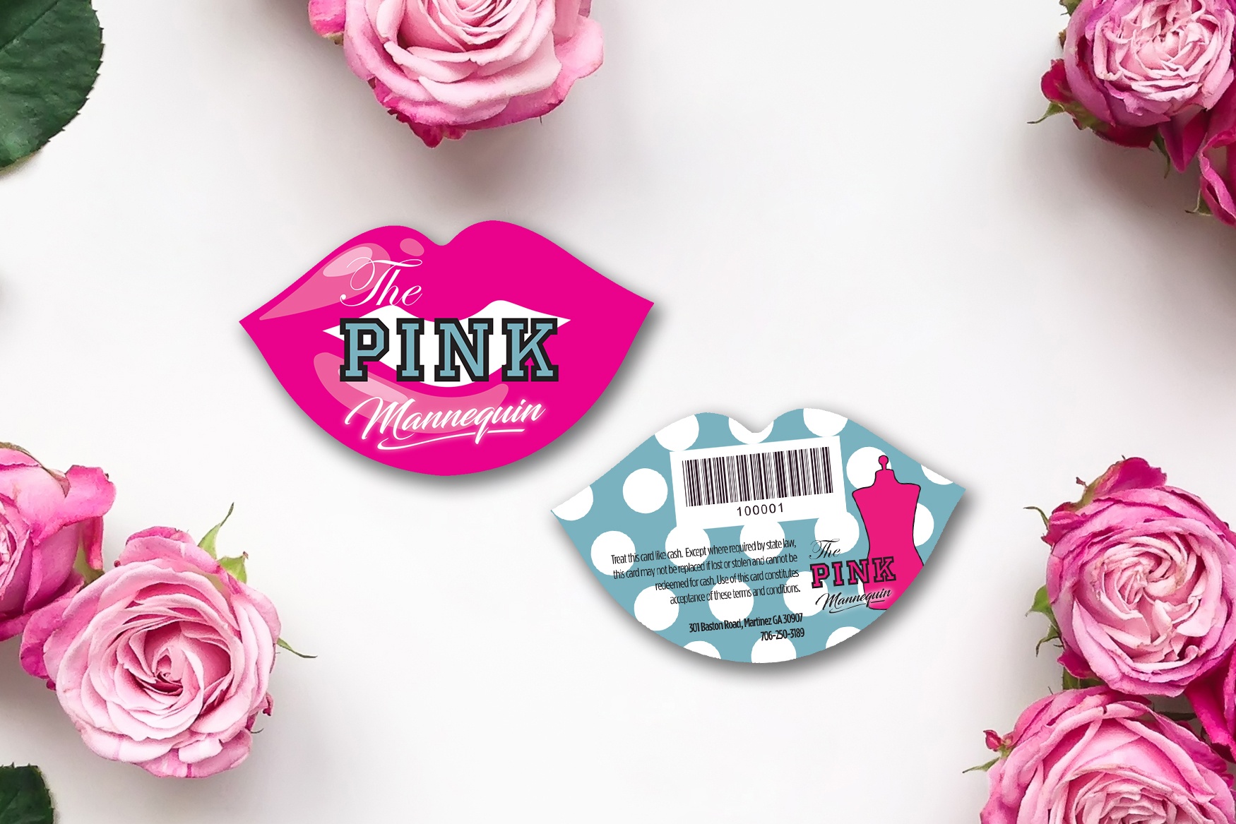 The Pink Mannequin Die Cut Gift Cards