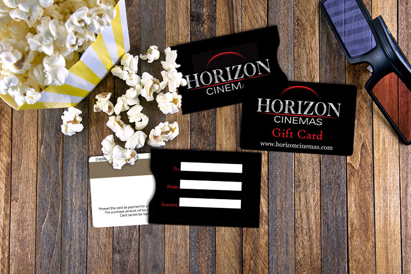 Horizon Cinemas Gift Cards with Custom Gift Card Sleeves