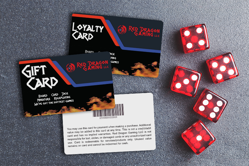 Red Dragon Gaming Gift Cards and Loyalty Cards